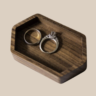 Mini Walnut Slim Hexagon Ring Tray