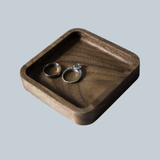 4" Walnut Wood Square Ring Tray