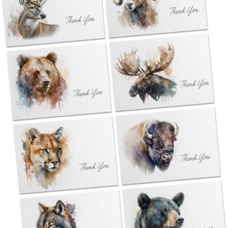 Watercolor Style Wildlife Thank You Cards