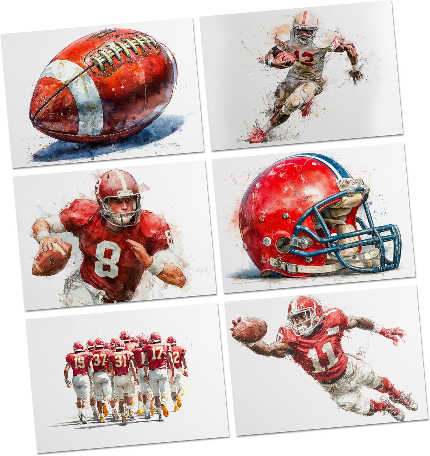 Watercolor Style Football Notecards