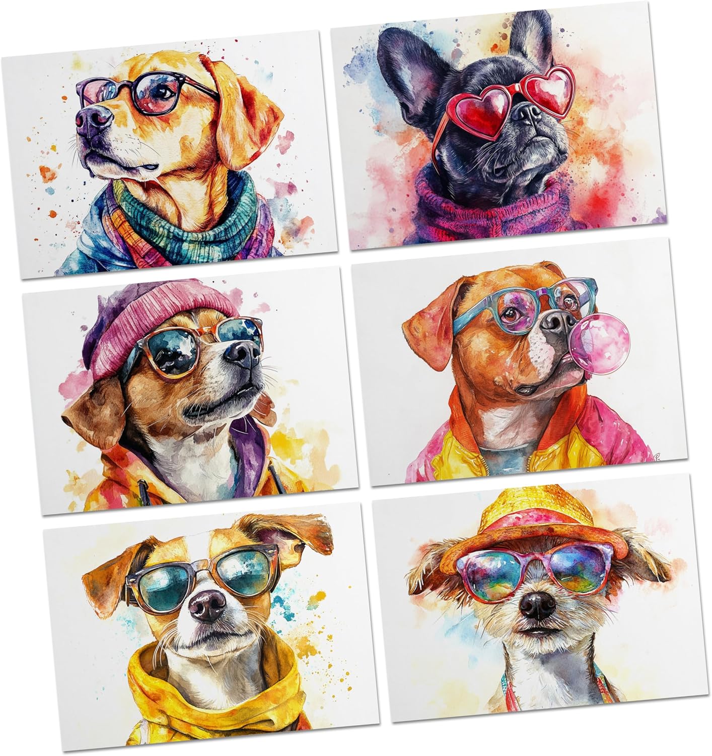 Watercolor Style Dog Notecards