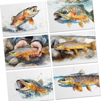 Watercolor Style Trout Fishing Notecards