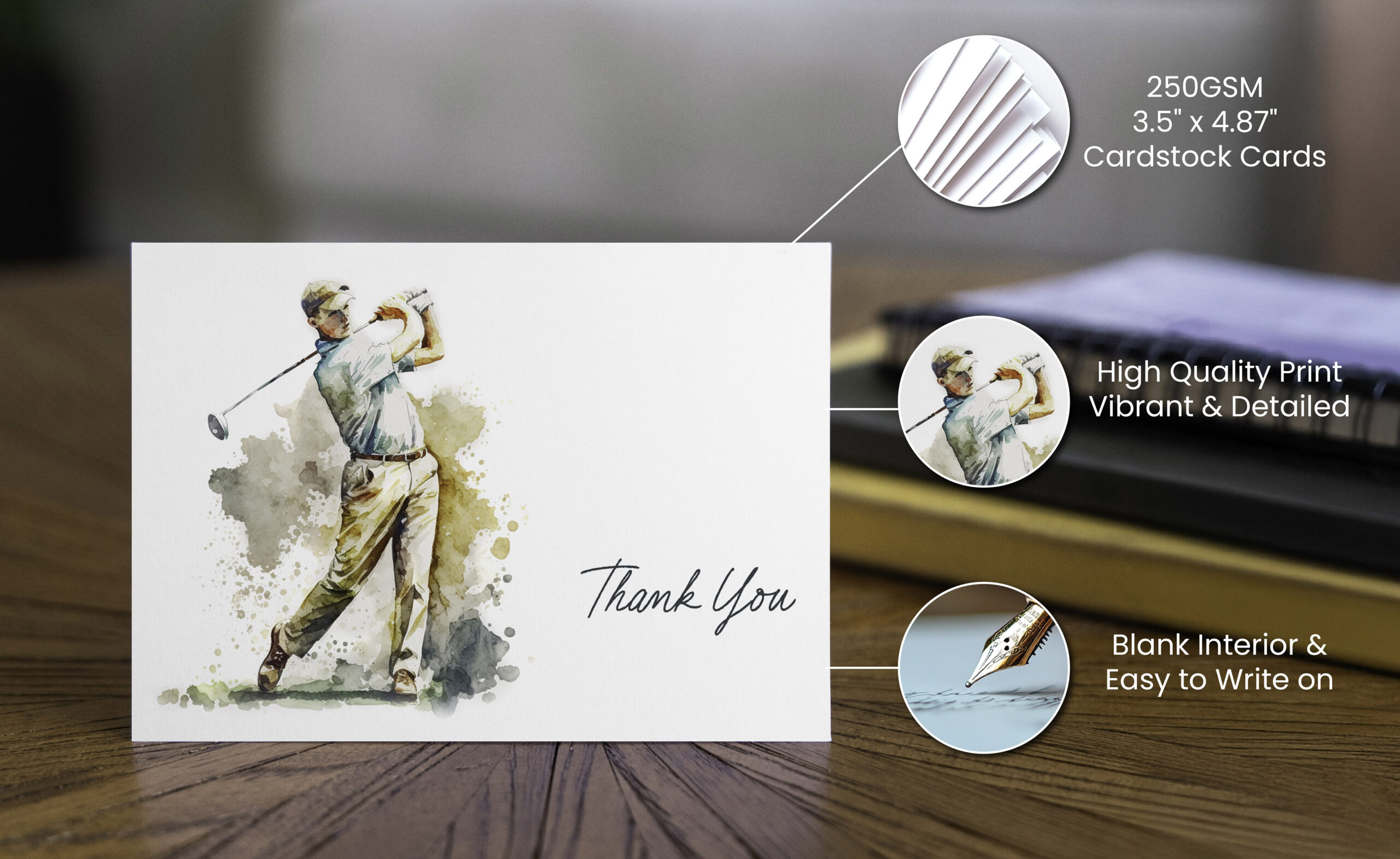 Golf Watercolor Style Thank You Cards - Image 2