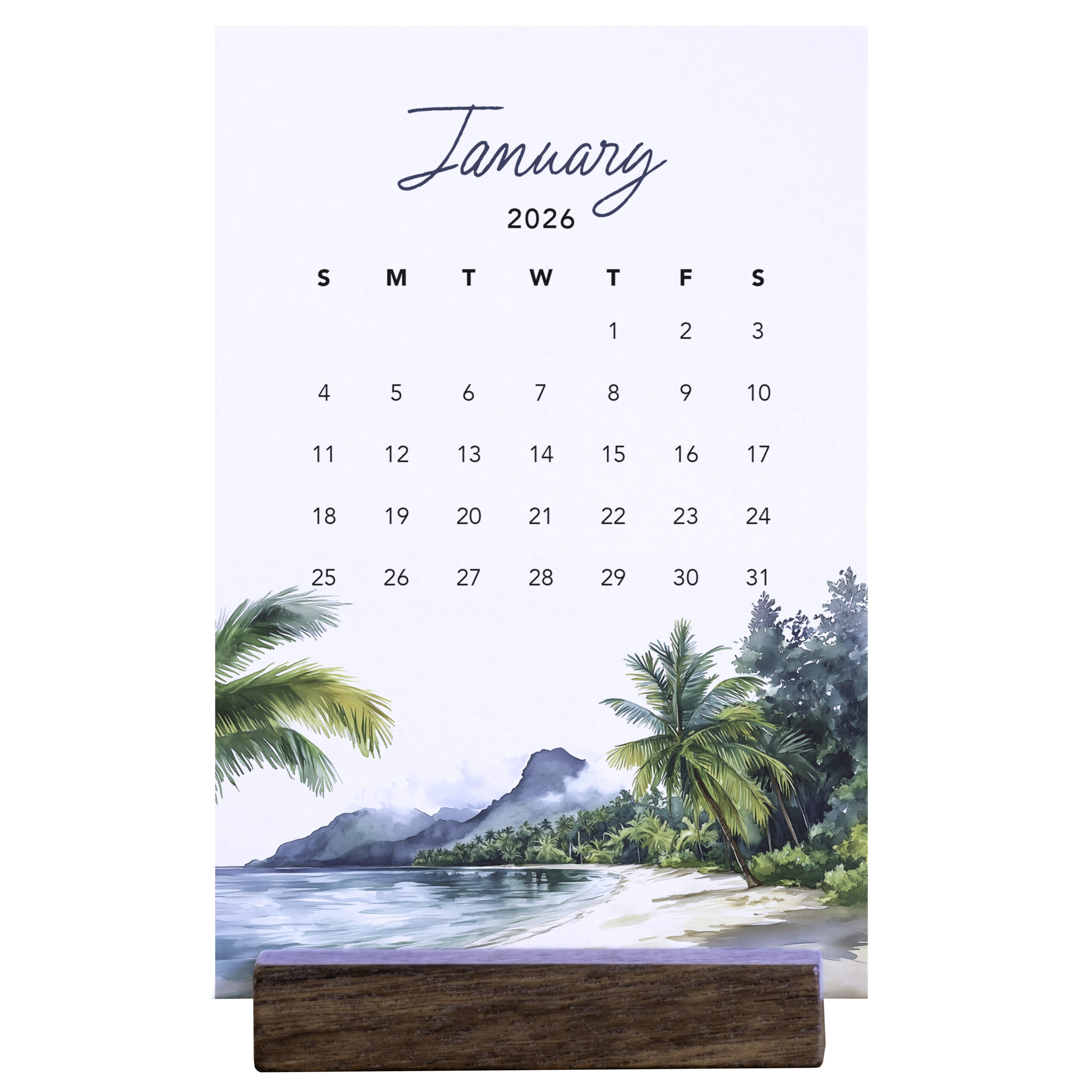 2026 Desk Calendar - Beautiful Beaches