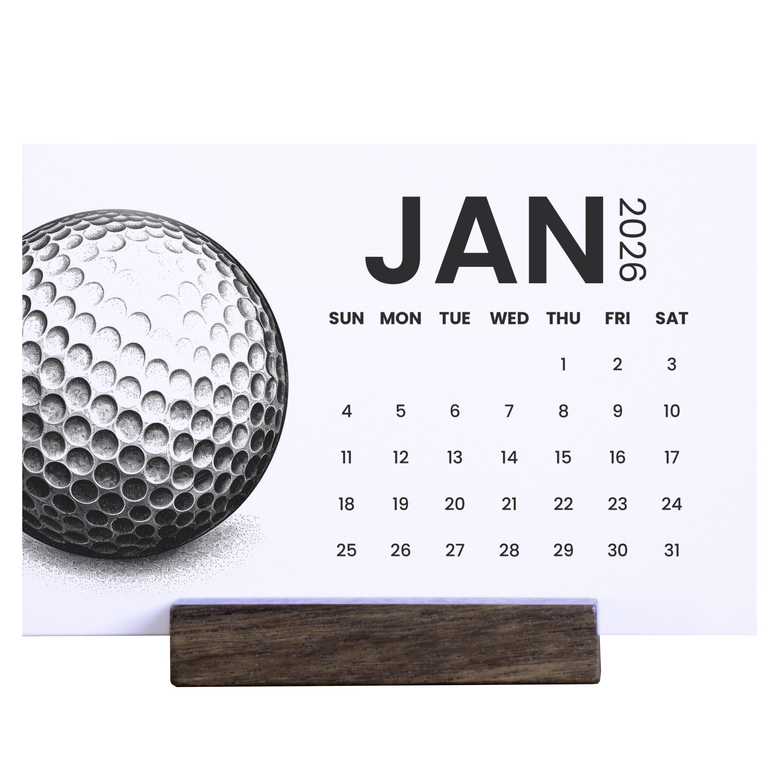 2026 Golf Desk Calendar