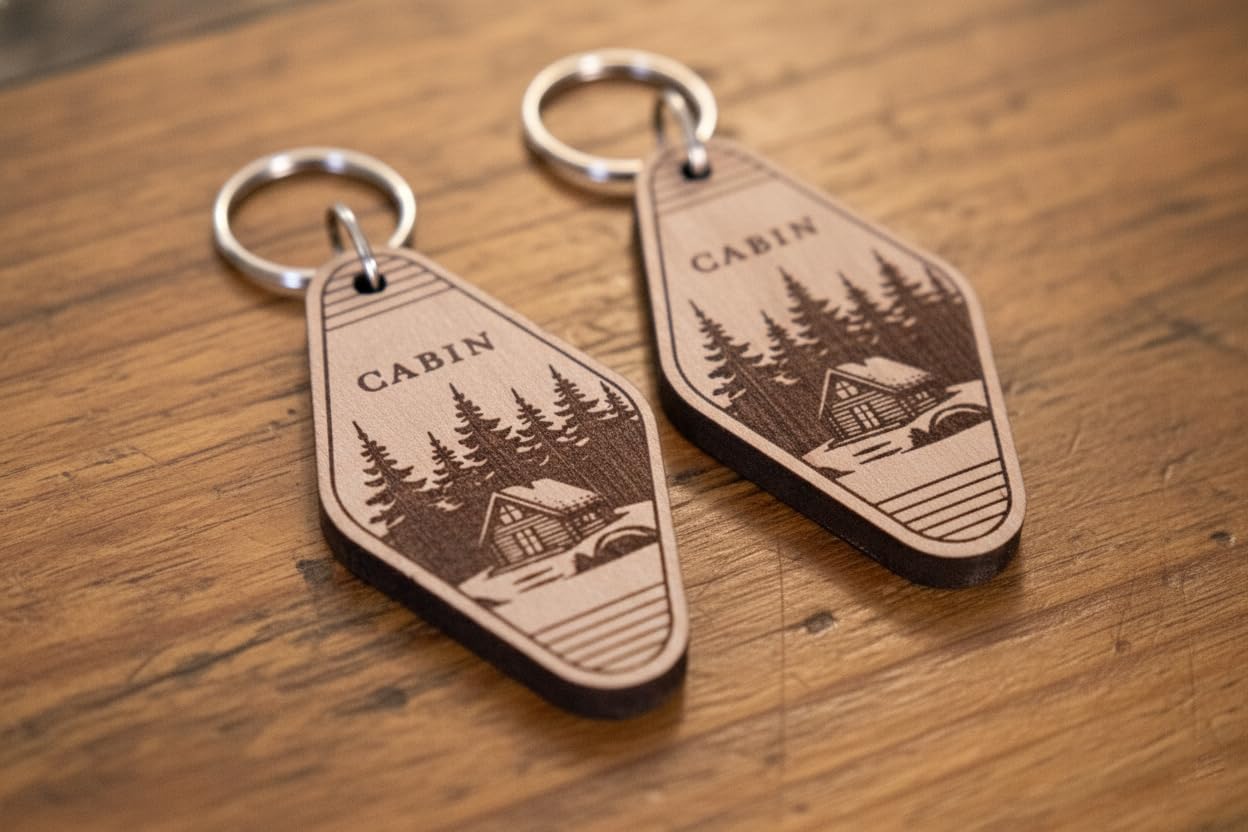 Wood Cabin Keychain Set - Image 3