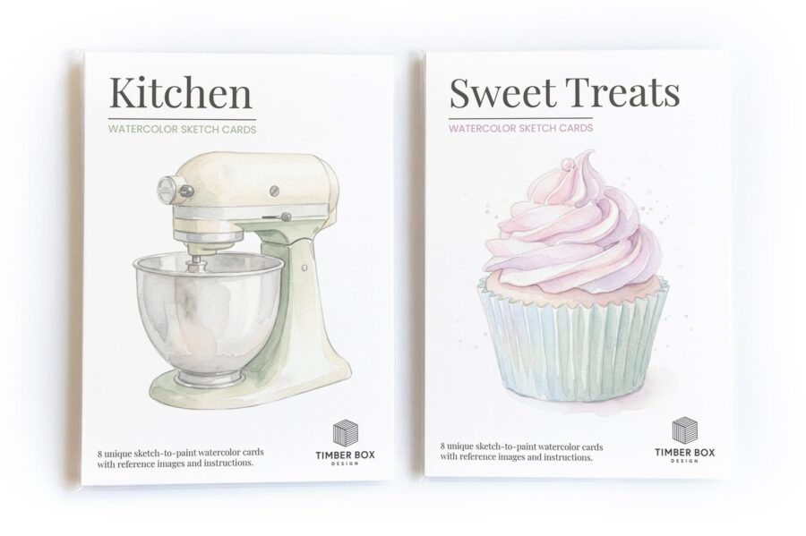 Kitchen & Sweet Treats Watercolor Sketch Cards
