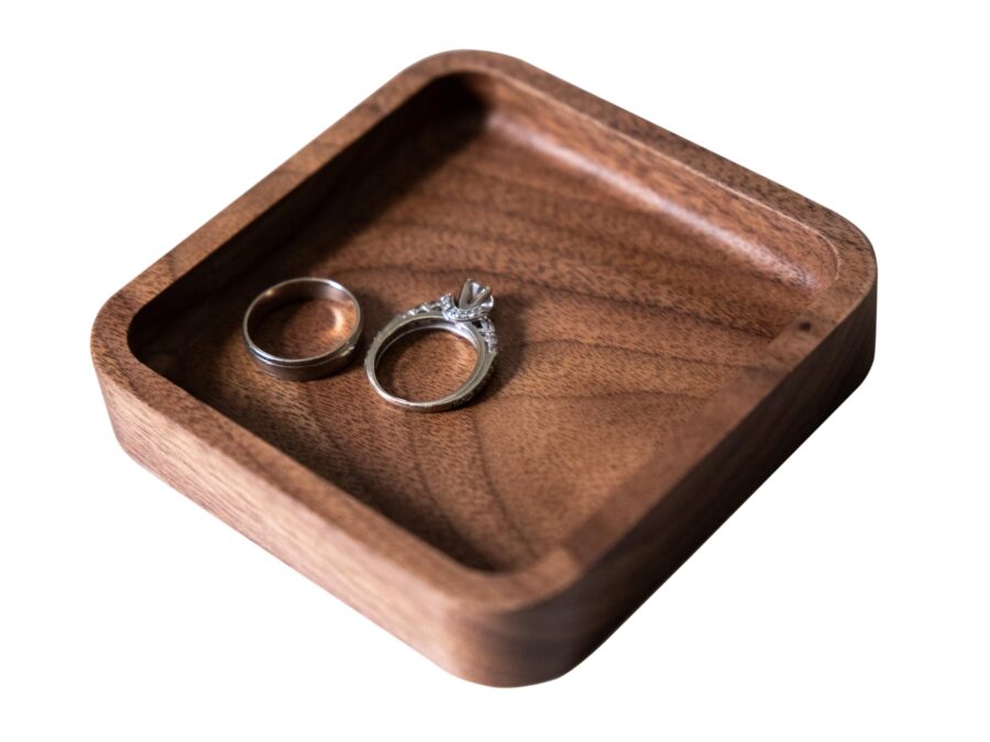 Walnut 4" Square Ring Tray
