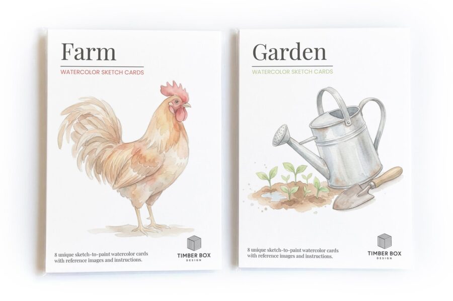 Farm & Garden Watercolor Sketch Cards