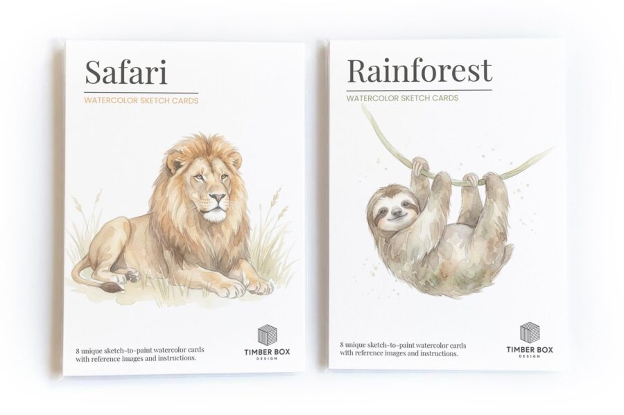 Safari & Rainforest Watercolor Sketch Cards