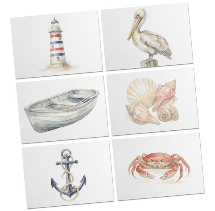 Watercolor Coastal & Nautical Cards
