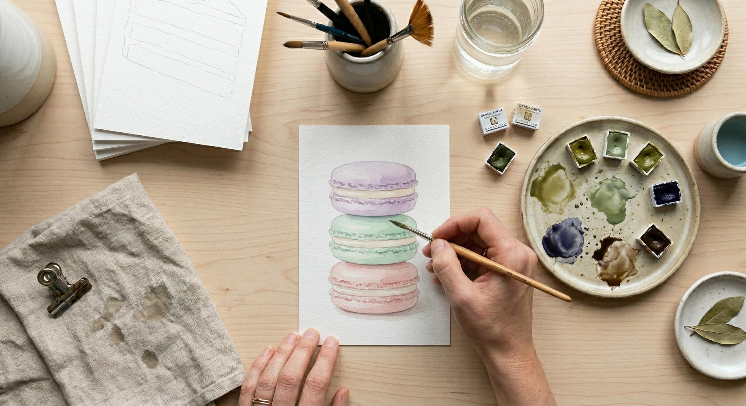 Kitchen & Sweet Treats Watercolor Sketch Cards - Image 2