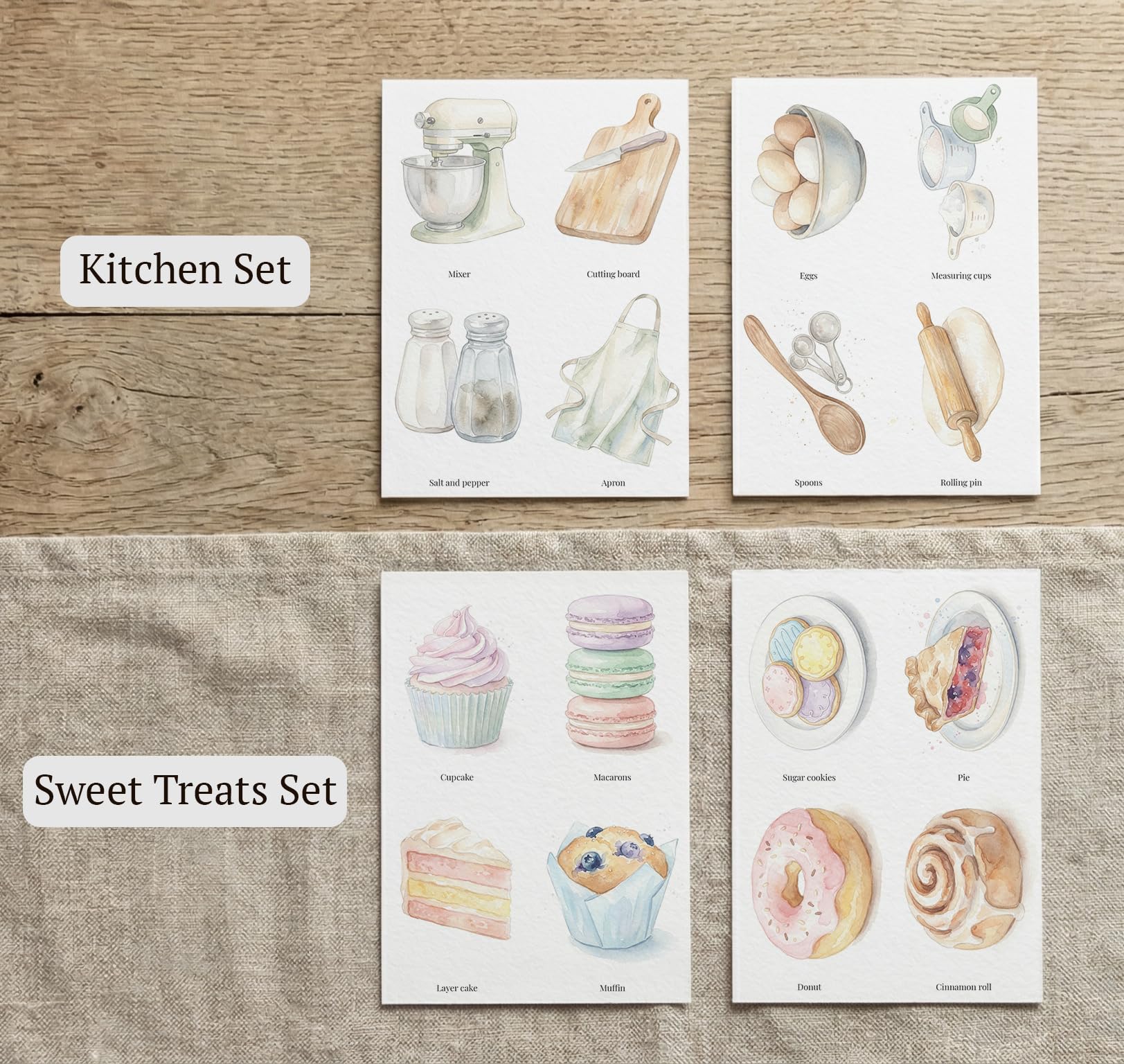 Kitchen & Sweet Treats Watercolor Sketch Cards - Image 5