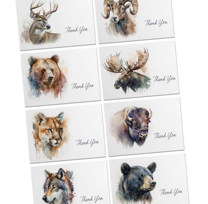 Big Game Animal Portrait Thank You Cards