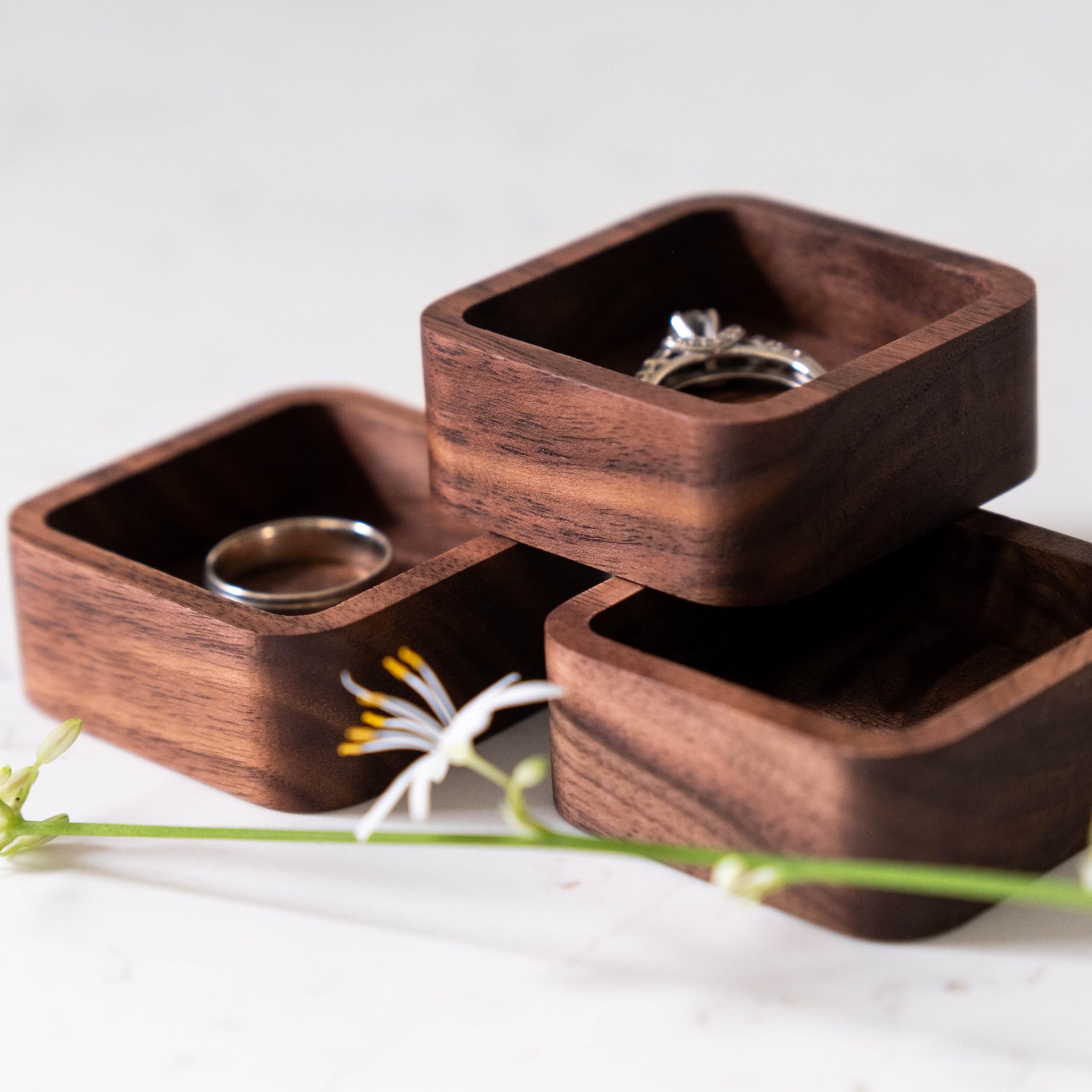 Walnut Mini Square Ring Tray - Image 5