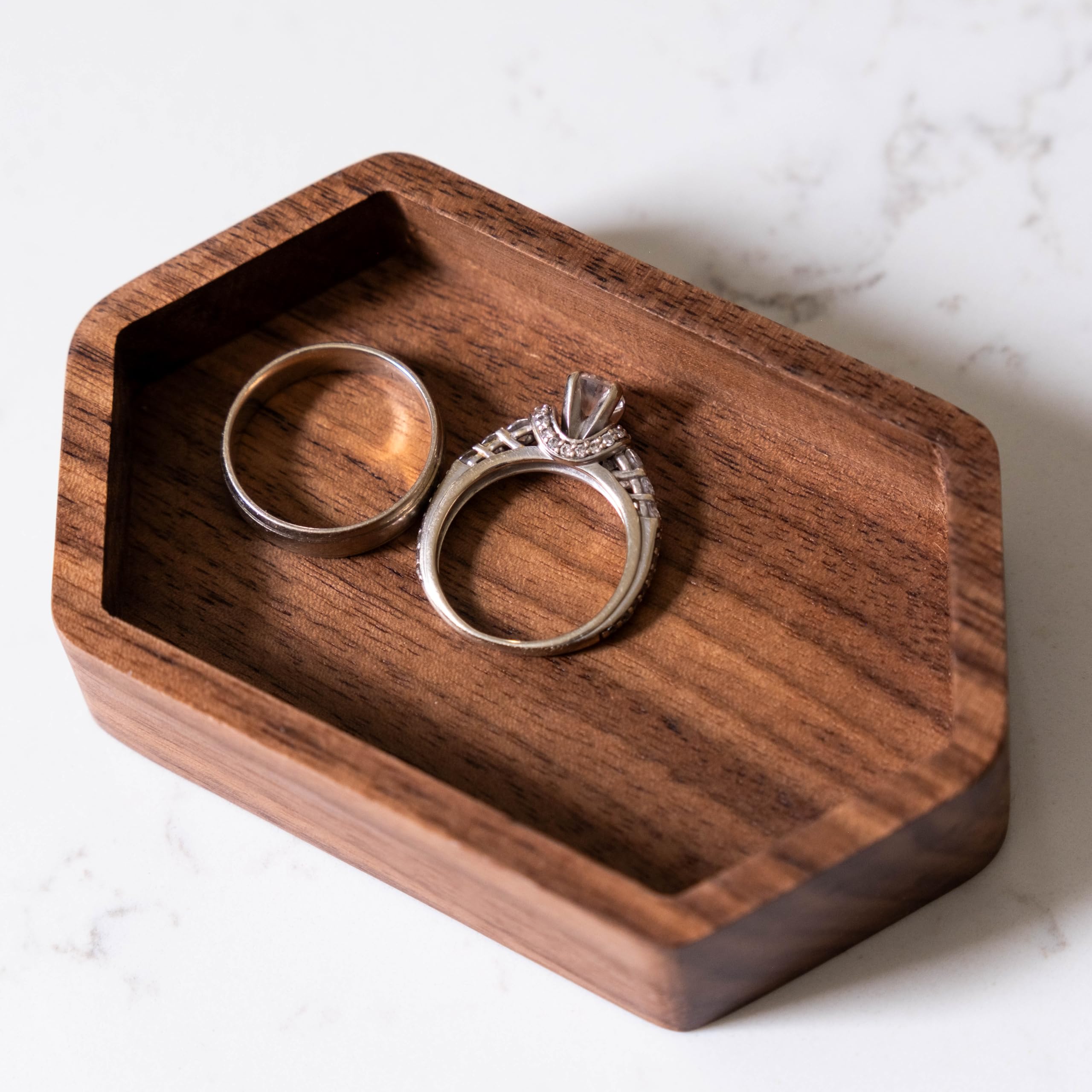 Walnut Slim Hexagon Ring Tray - Image 6