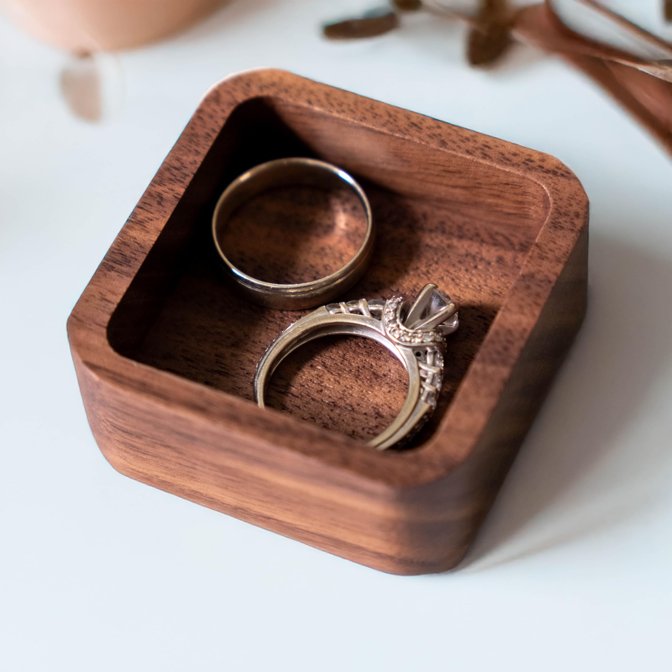 Walnut Mini Square Ring Tray - Image 2
