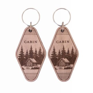Wood Cabin Keychain Set