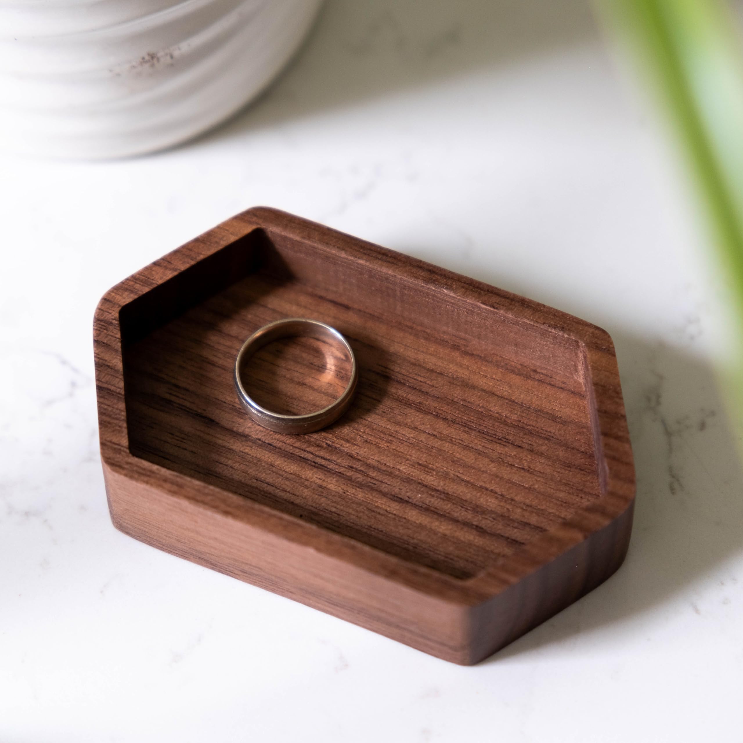 Walnut Slim Hexagon Ring Tray - Image 2