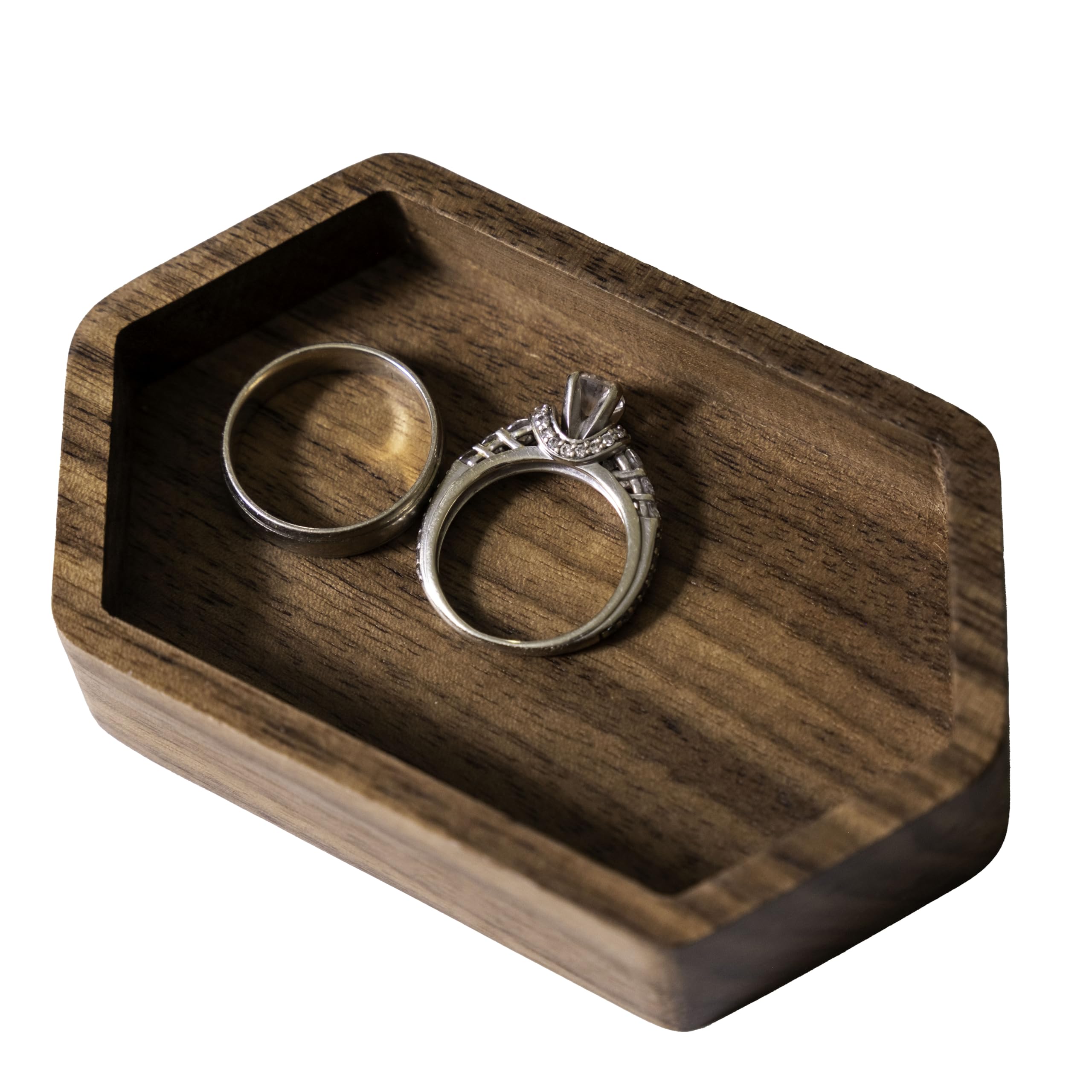 Walnut Slim Hexagon Ring Tray