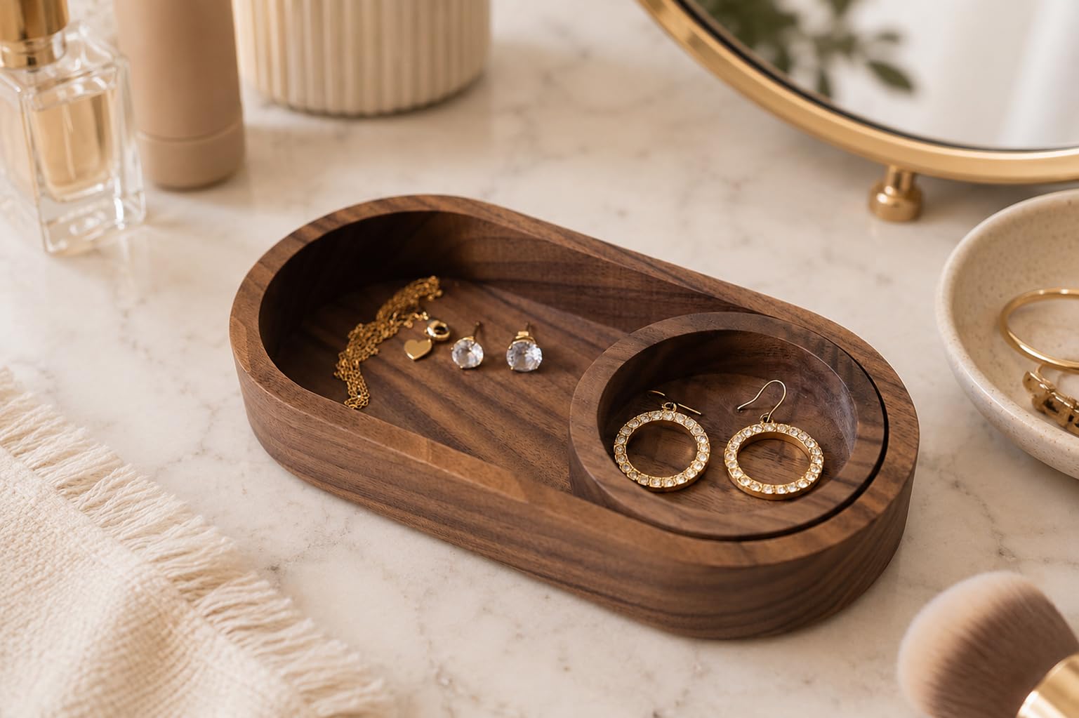 Black Walnut Oval & Round Nesting Trays - Image 5