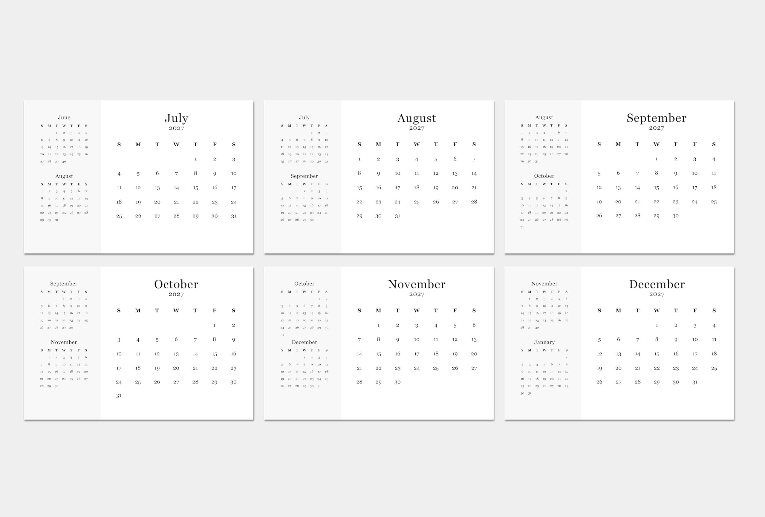2027 Desk Calendar - 3 Month View Calendar - Image 6