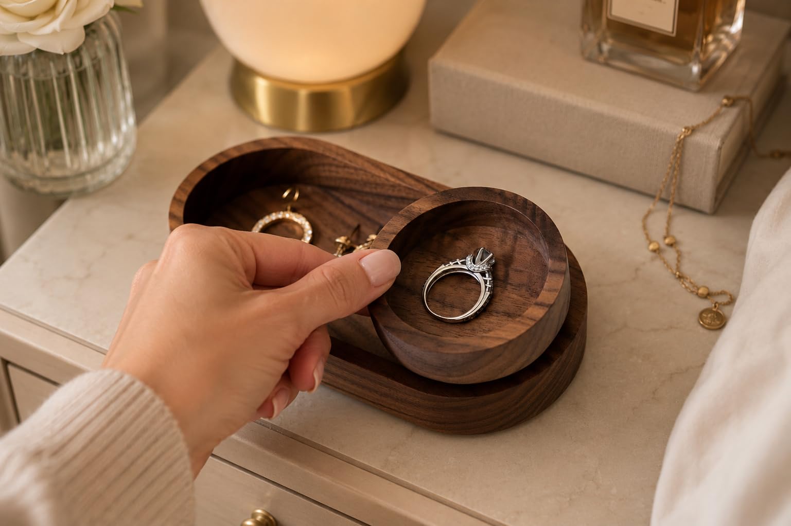 Black Walnut Oval & Round Nesting Trays - Image 6
