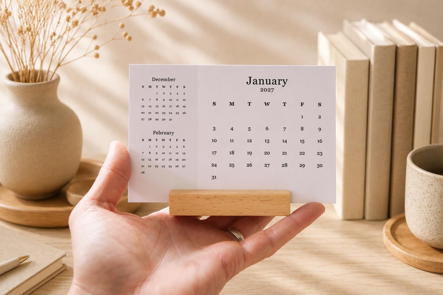 2027 Desk Calendar - 3 Month View Calendar - Image 3