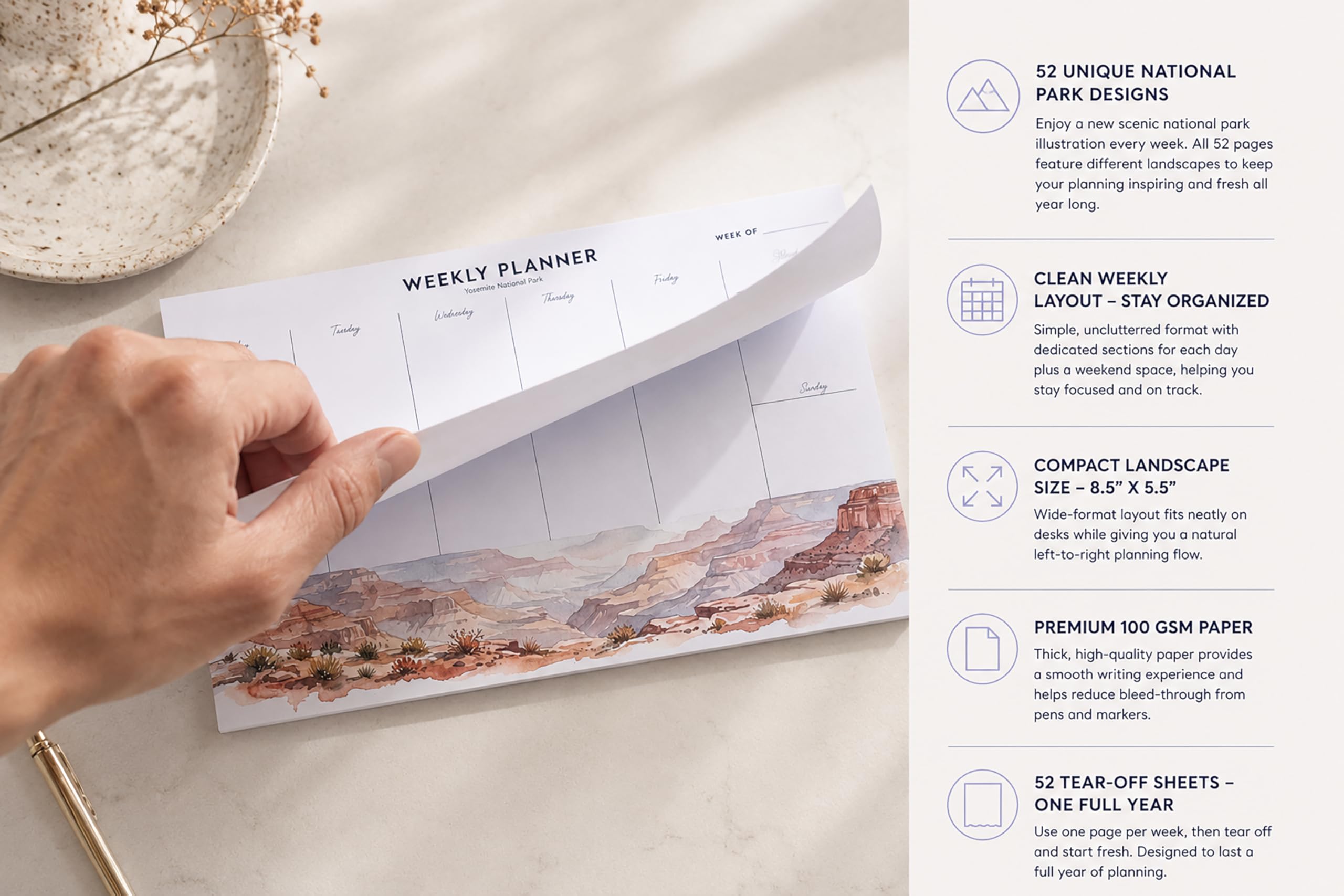 National Parks Weekly Planner Tear Off Pad - Image 2