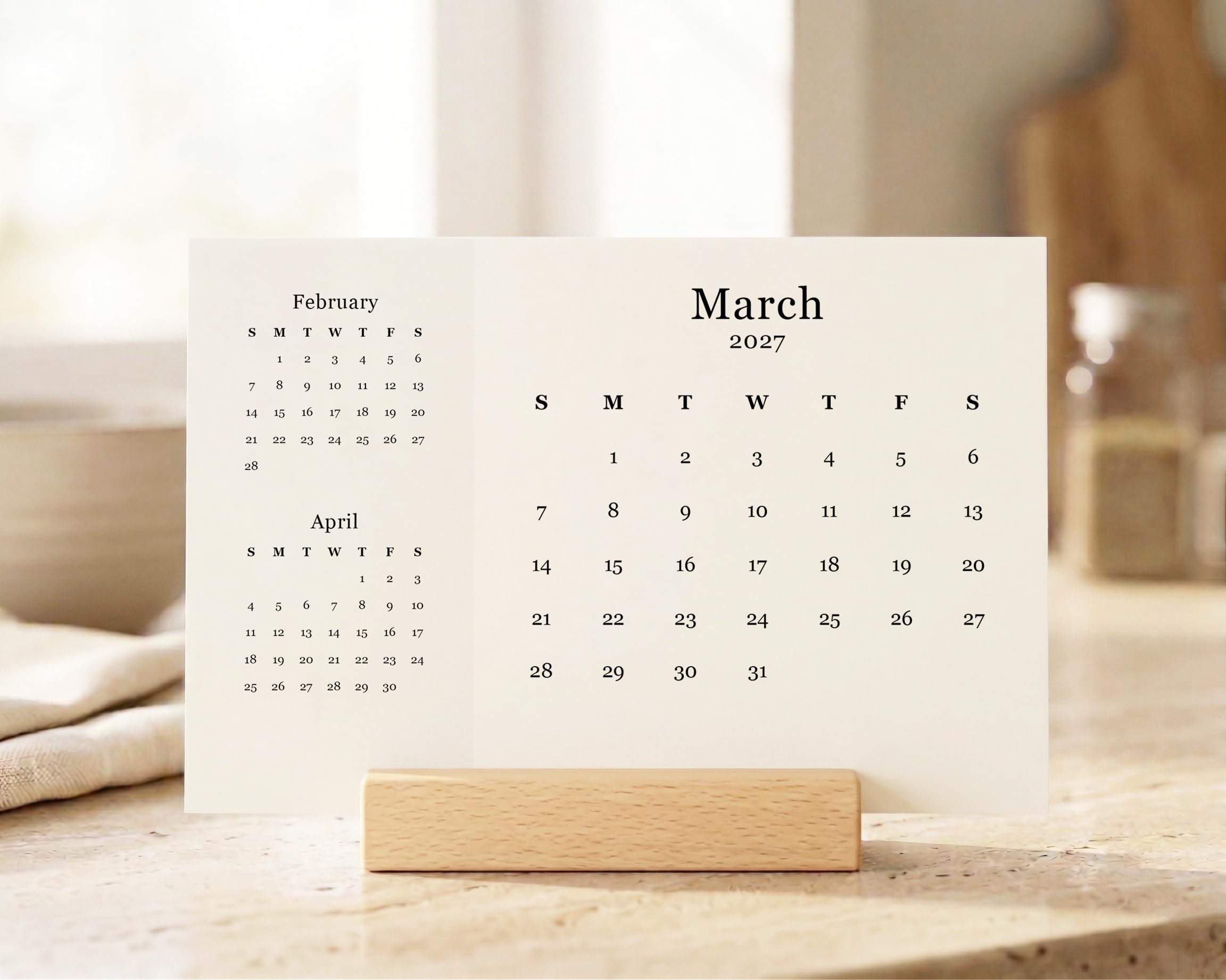 2027 Desk Calendar - 3 Month View Calendar - Image 4