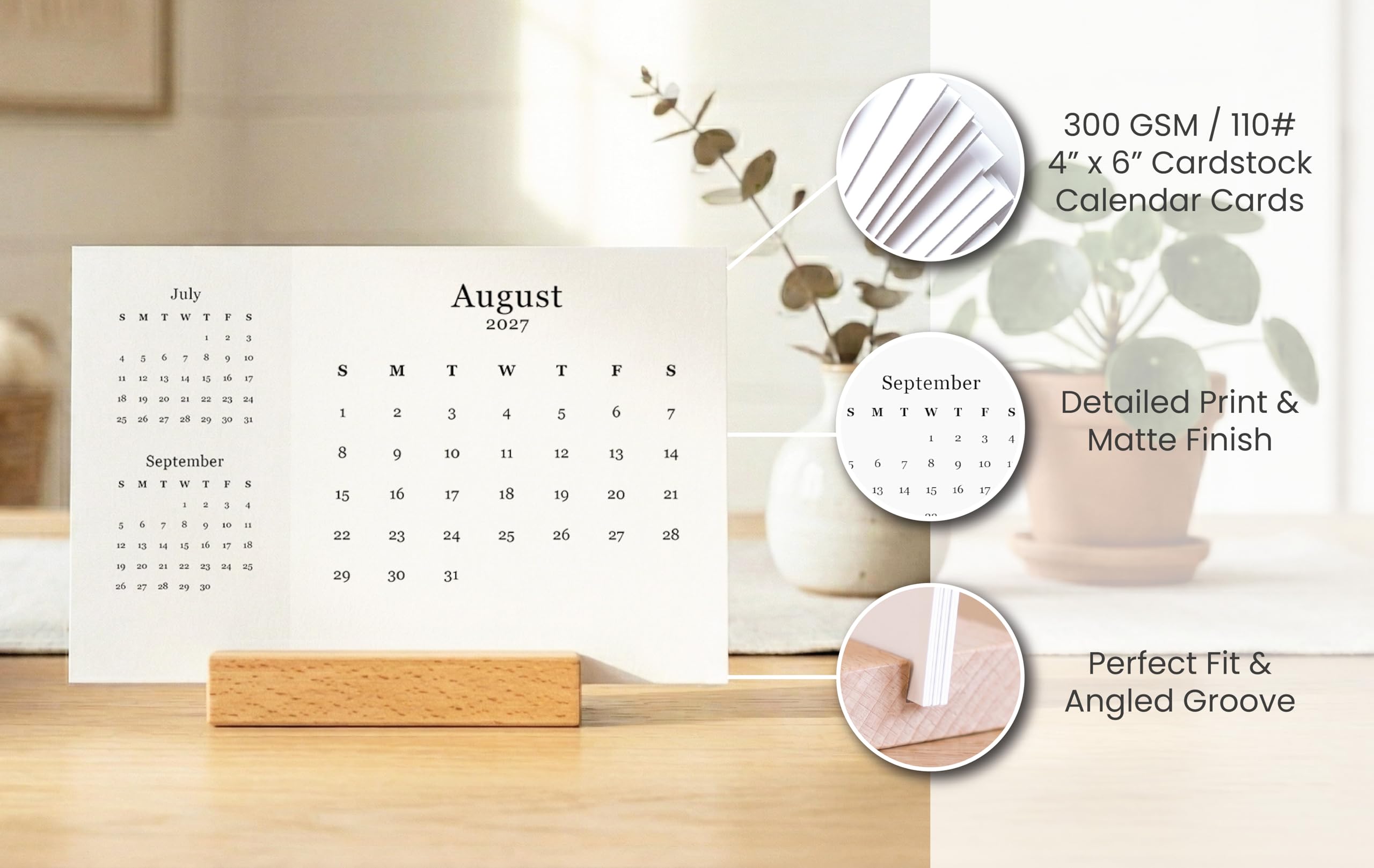 2027 Desk Calendar - 3 Month View Calendar - Image 2