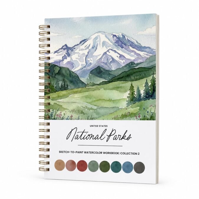 National Parks Watercolor Workbook Collection 2 (Sketch-to-Paint)