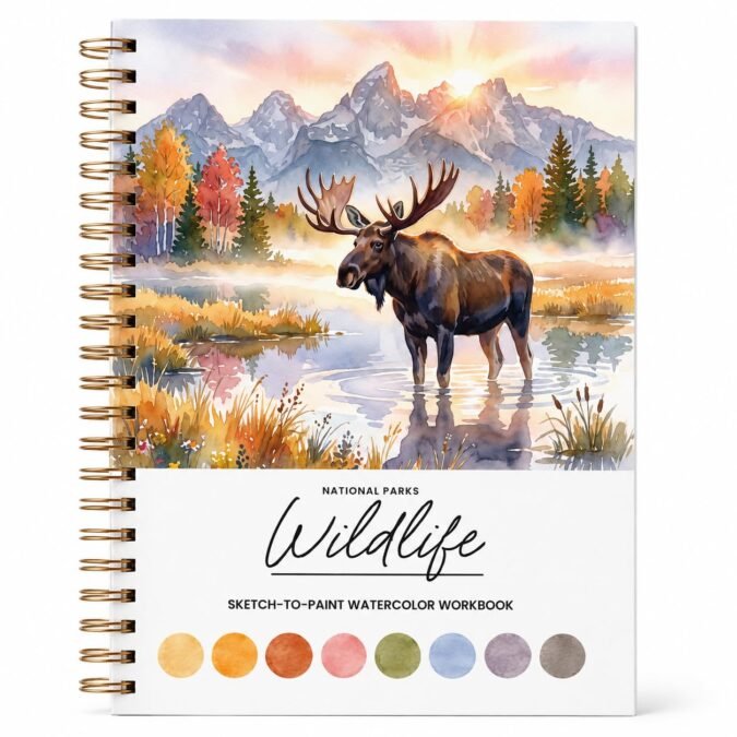 National Parks Wildlife Watercolor Workbook (Sketch-to-Paint)